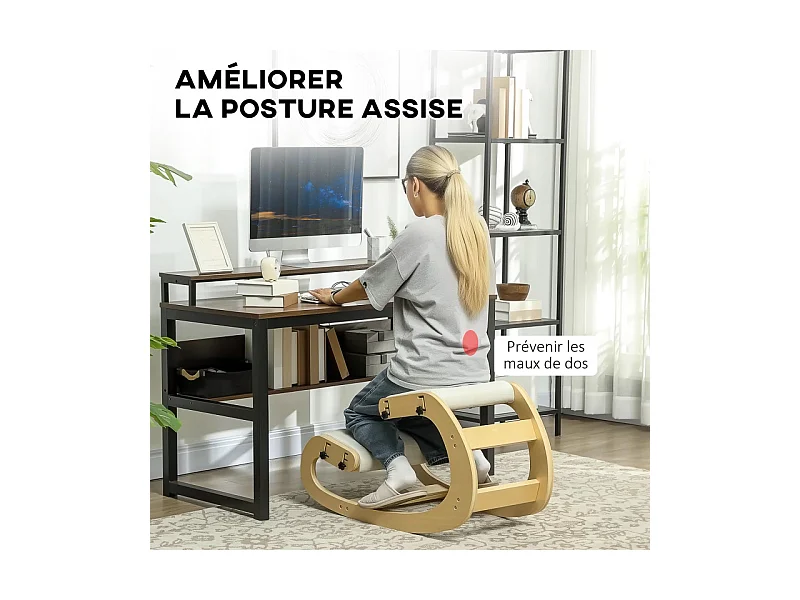 Chaise ergonomique à genoux FISHER crème