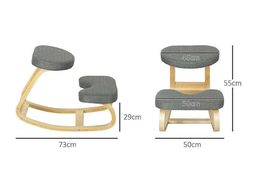 Chaise ergonomique à genoux GLADYS grise 