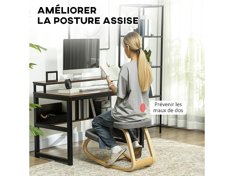 Chaise ergonomique à genoux GLADYS grise 