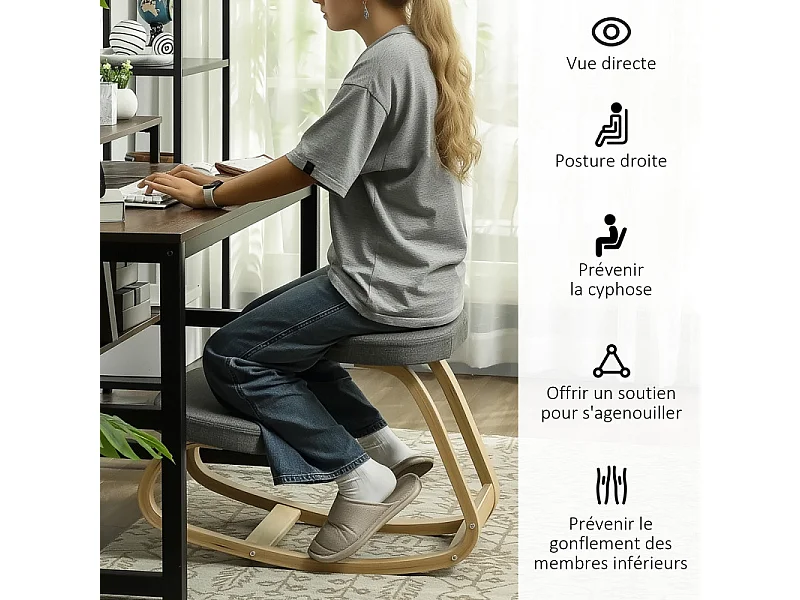 Chaise ergonomique à genoux GLADYS grise 