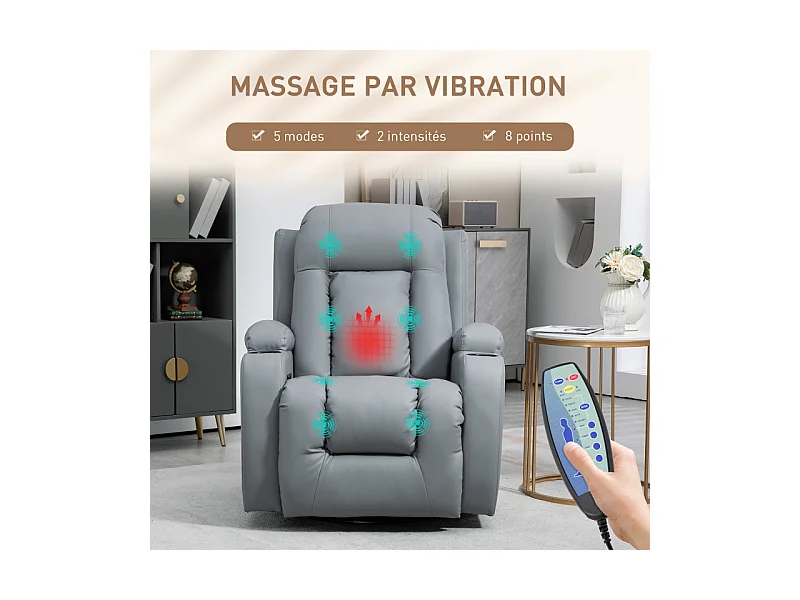 Fauteuil massant chauffant GORAN gris