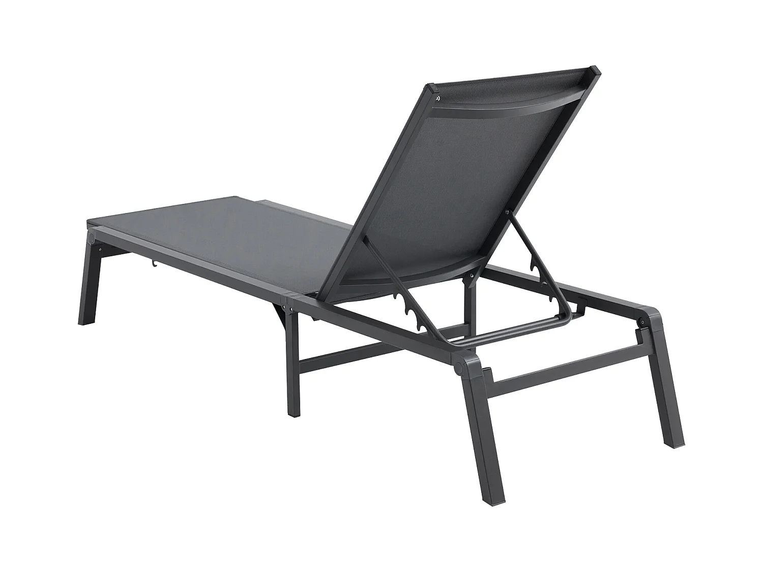 Bain de Soleil, SucceBuy Ensemble de Chaises Longues D'extérieur (2 Pièces), Gris Foncé - Réglables et Pliables