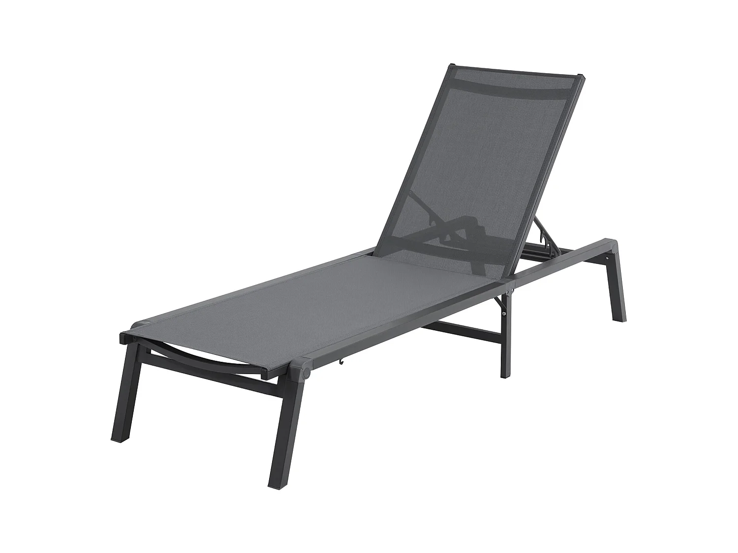 Bain de Soleil, SucceBuy Ensemble de Chaises Longues D'extérieur (2 Pièces), Gris Foncé - Réglables et Pliables