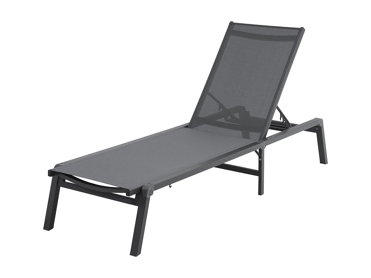Sonnenliege, SucceBuy Outdoor-Chaiselongue, Verstellbarer Terrassen-Liegestuhl aus Aluminium, Dunkelgrau