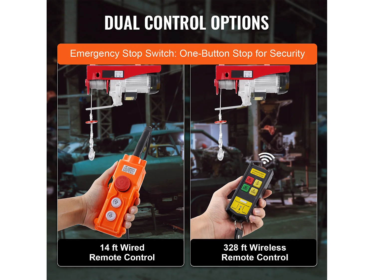Argano Elettrico SucceBuy, Con capacità di Sollevamento di 2200 Libbre, Dotato di Telecomando Wireless da 9997cm e Telecomando Cablato da 427cm