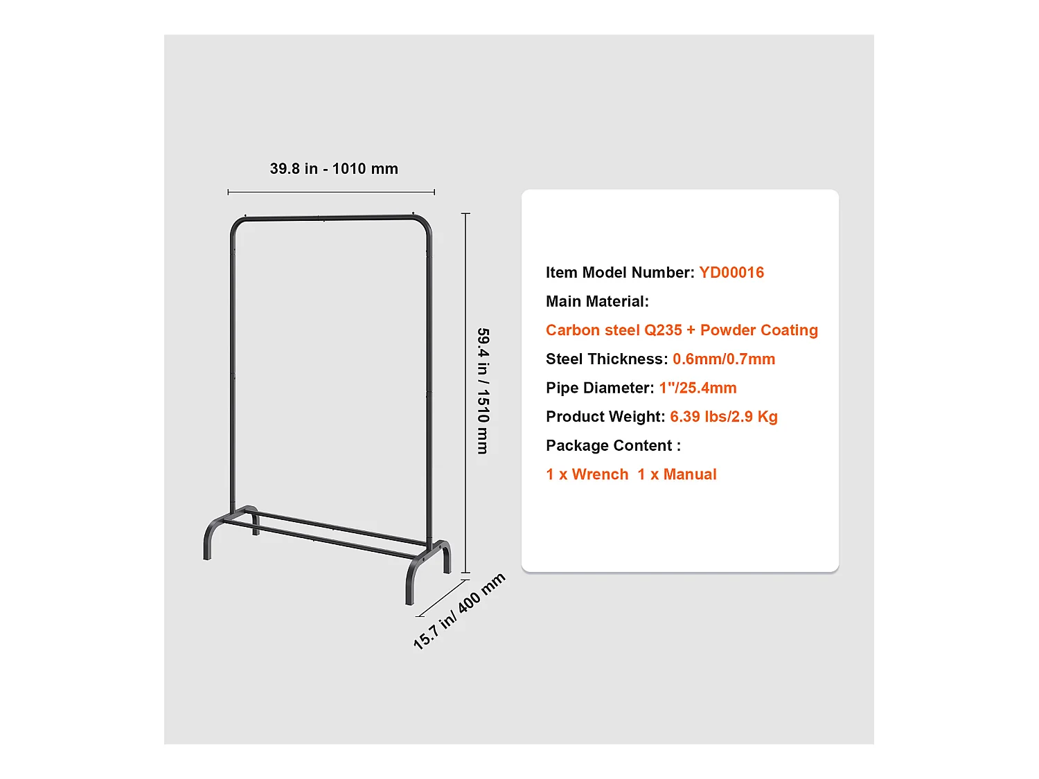 Portant à Vêtements, SucceBuy Porte-vêtements Robuste, Porte-vêtements avec Tige de Suspension pour Chambre à Coucher