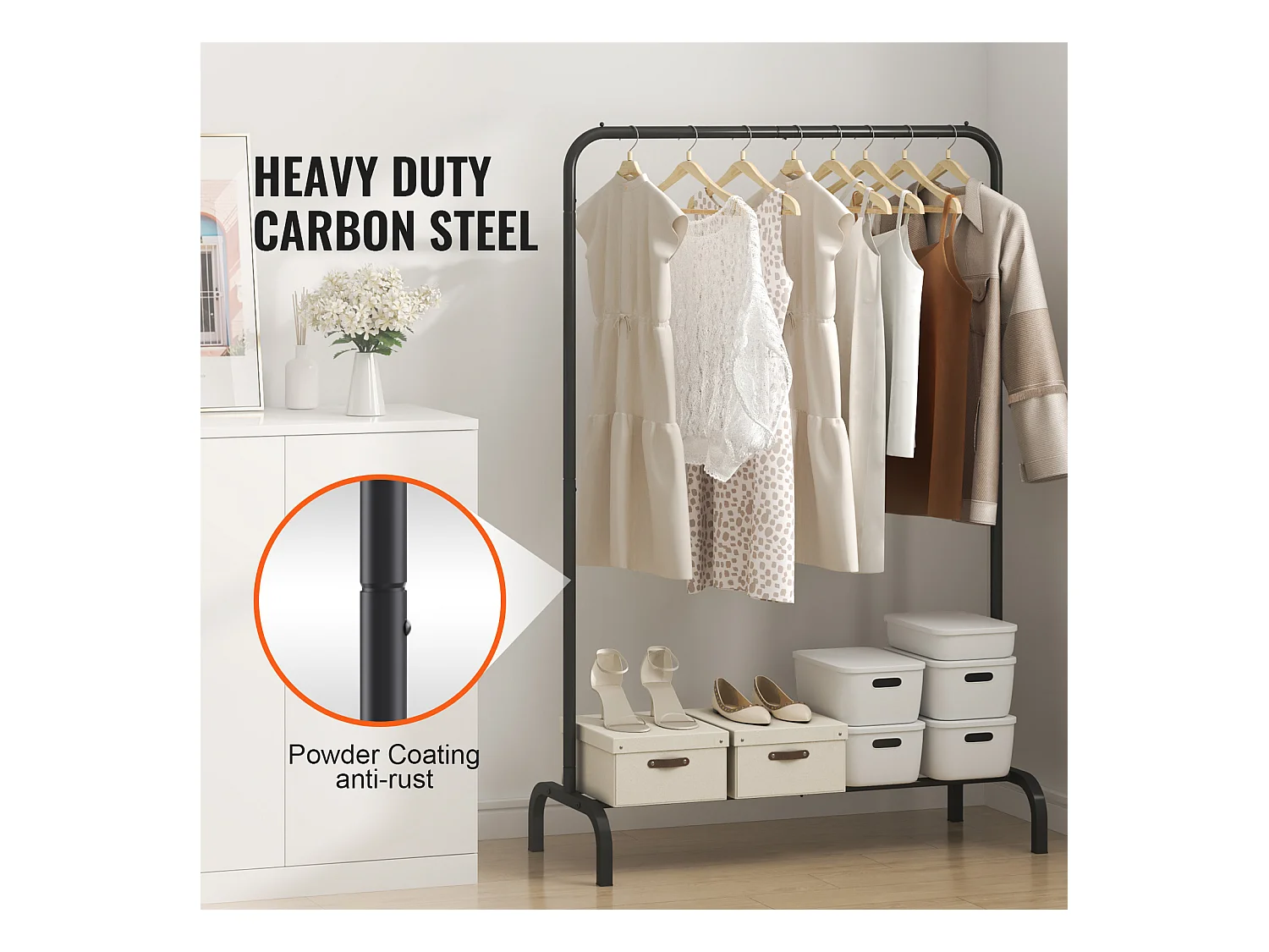 Portant à Vêtements, SucceBuy Porte-vêtements Robuste, Porte-vêtements avec Tige de Suspension pour Chambre à Coucher