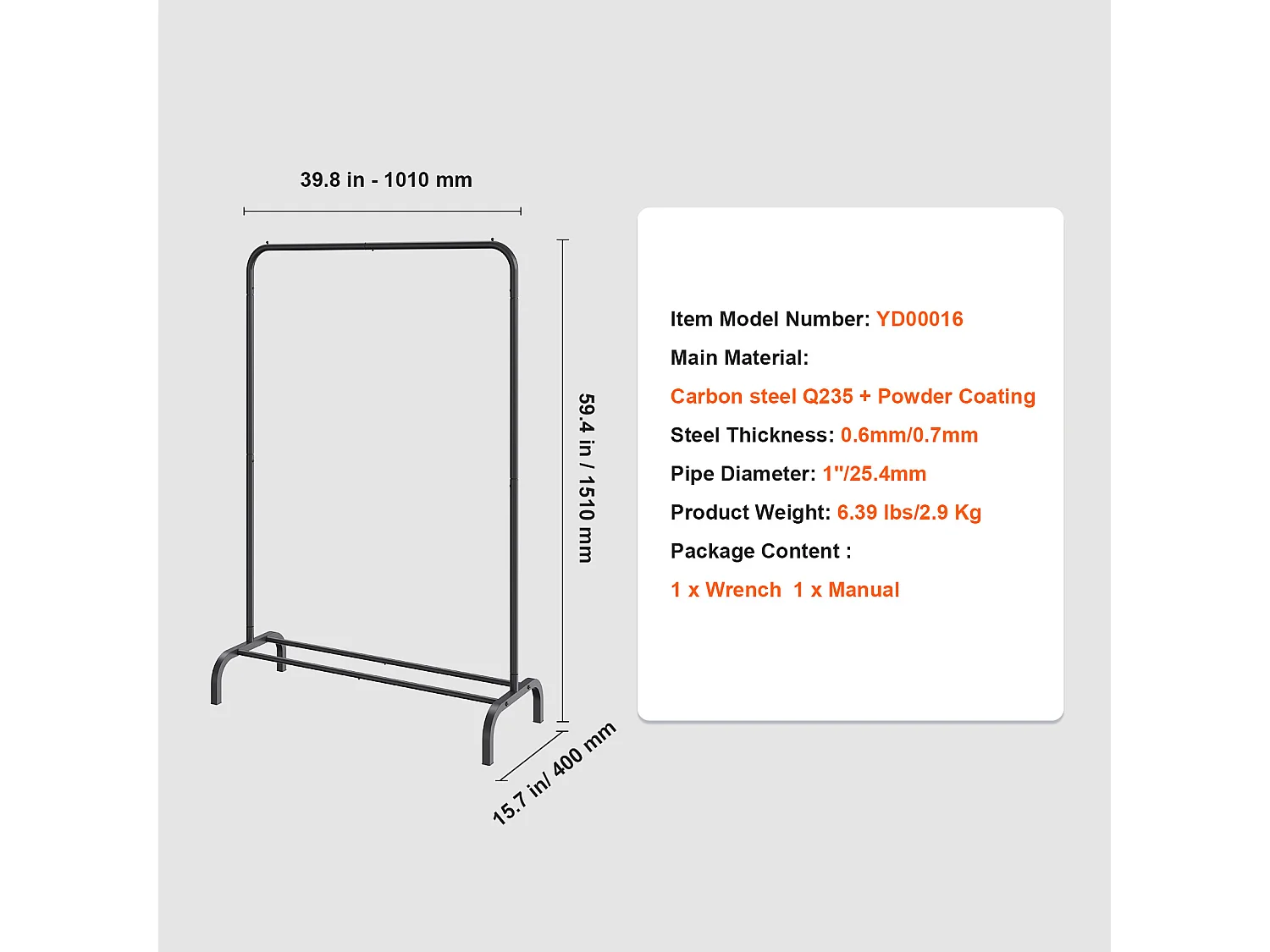 Portant à Vêtements, SucceBuy Porte-vêtements Robuste, Porte-vêtements avec Tige de Suspension pour Chambre à Coucher