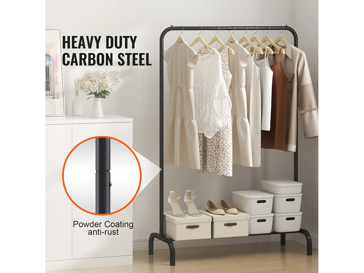 Portant à Vêtements, SucceBuy Porte-vêtements Robuste, Porte-vêtements avec Tige de Suspension pour Chambre à Coucher