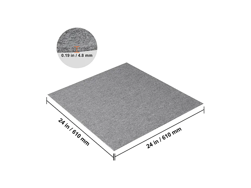 Teppiche SucceBuy Wiederverwendbare Teppichbodenplatten 60.96CMx60.96CM - Hellgrau