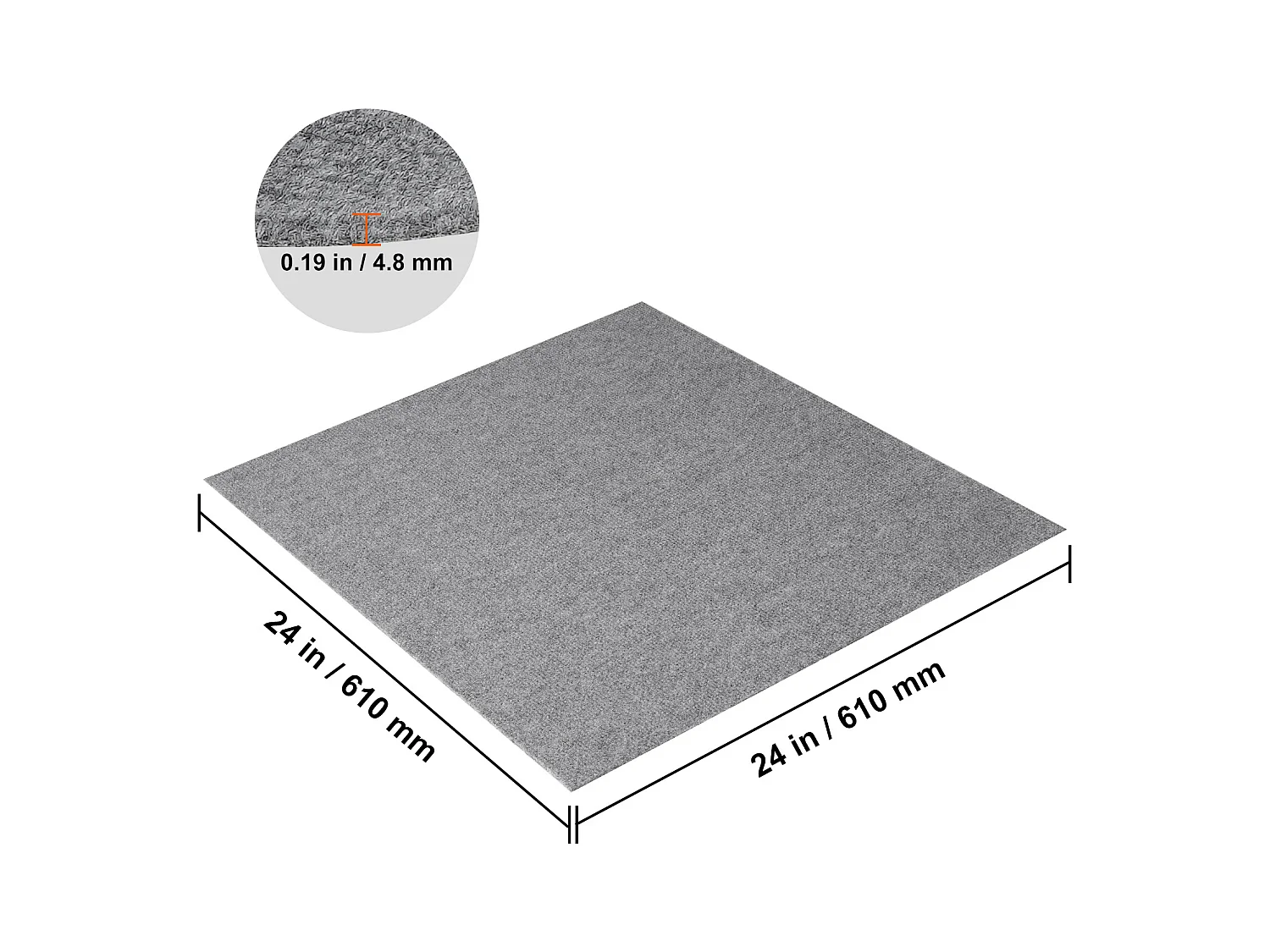 Tapis SucceBuy Dalles de Moquette Réutilisables 60.96CMx60.96CM - Gris Clair, Faciles à Installer Soi-Même pour Chambre à Coucher