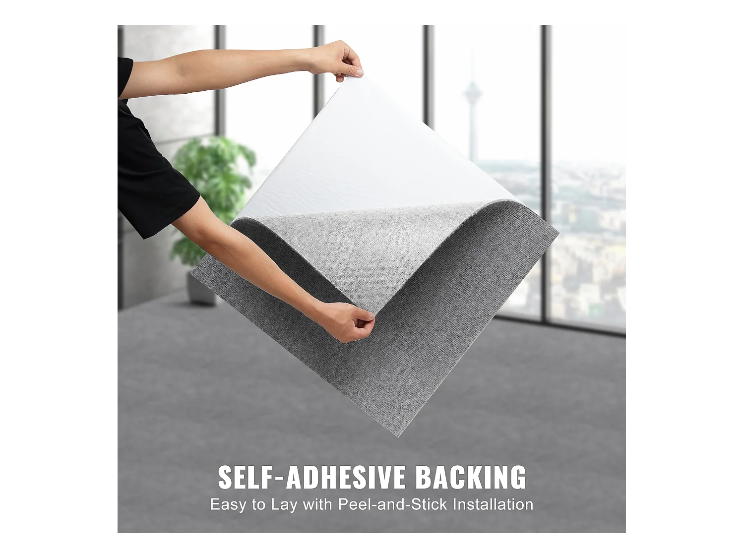 Tapis SucceBuy Dalles de Moquette Réutilisables 60.96CMx60.96CM - Gris Clair, Faciles à Installer Soi-Même pour Chambre à Coucher