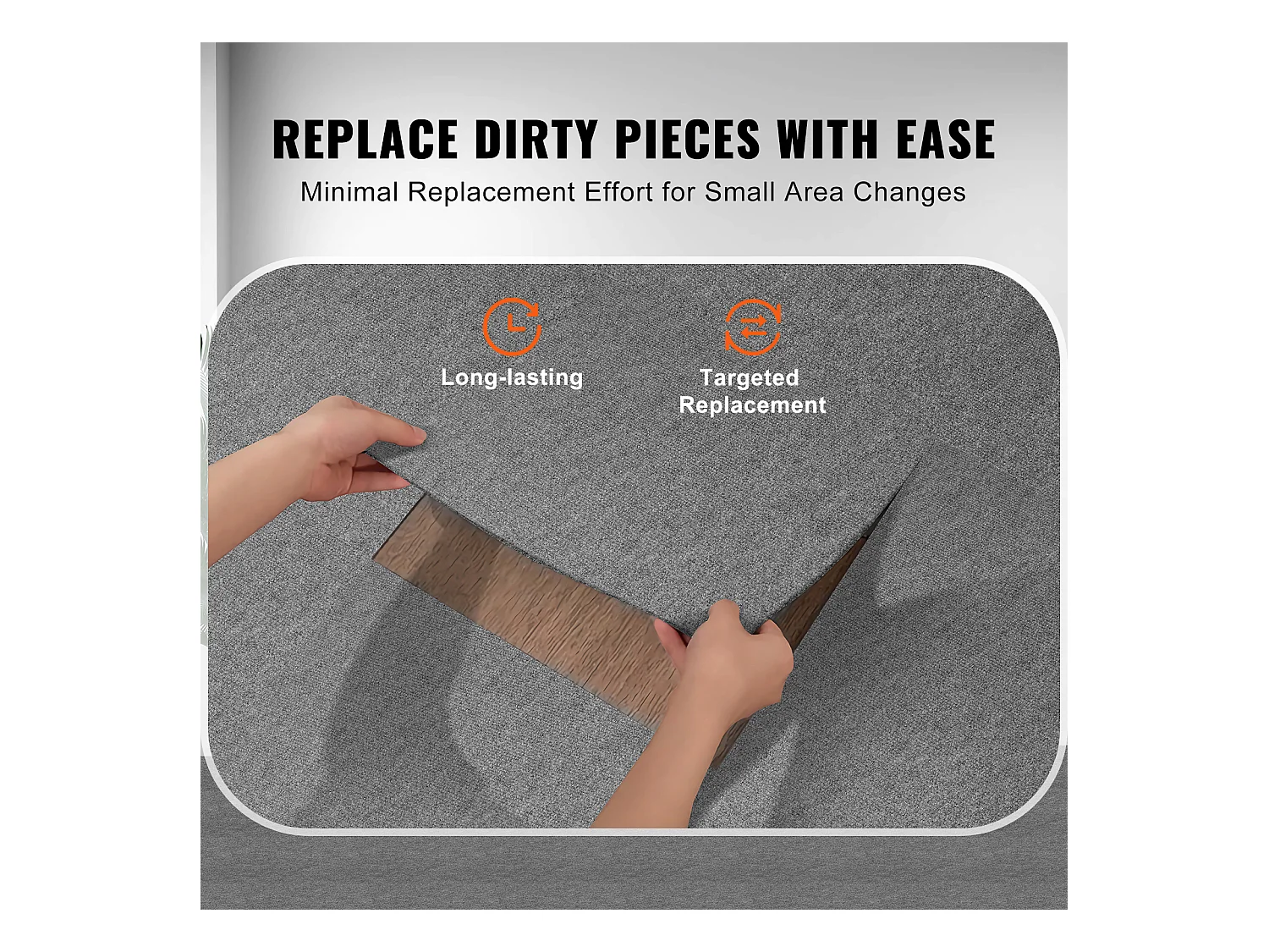 Tapis SucceBuy Dalles de Moquette Réutilisables 60.96CMx60.96CM - Gris Clair, Faciles à Installer Soi-Même pour Chambre à Coucher