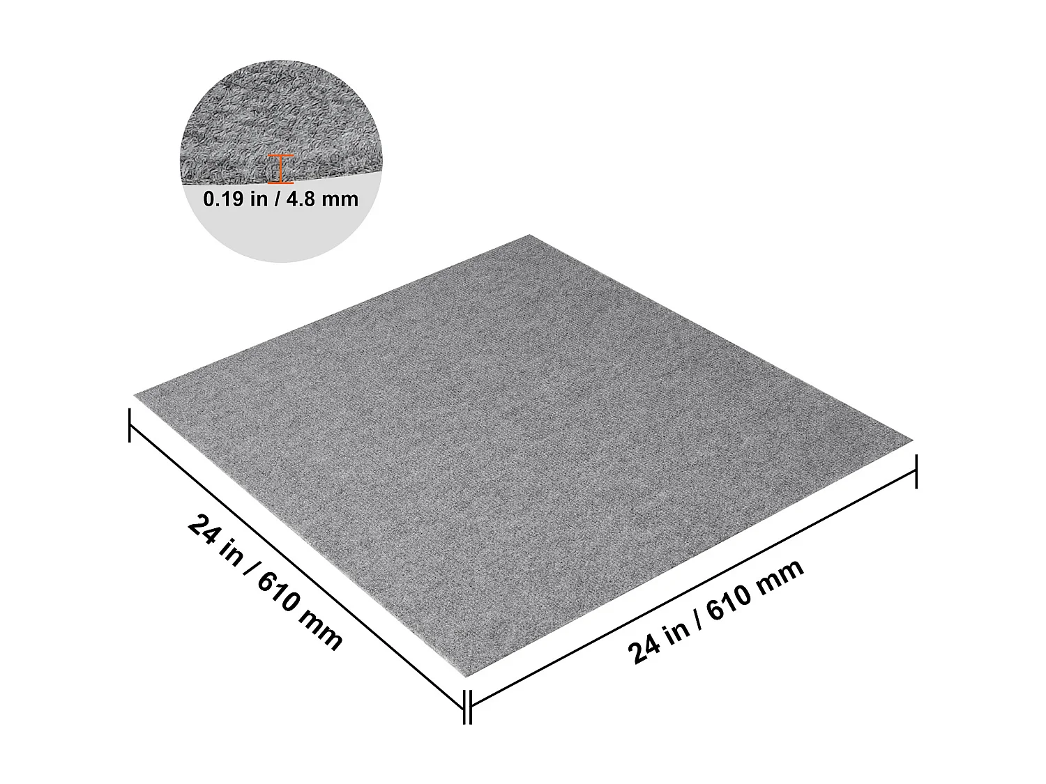 Tapis SucceBuy Dalles de Moquette Réutilisables 60.96CMx60.96CM - Gris Clair, Faciles à Installer Soi-Même pour Chambre à Coucher