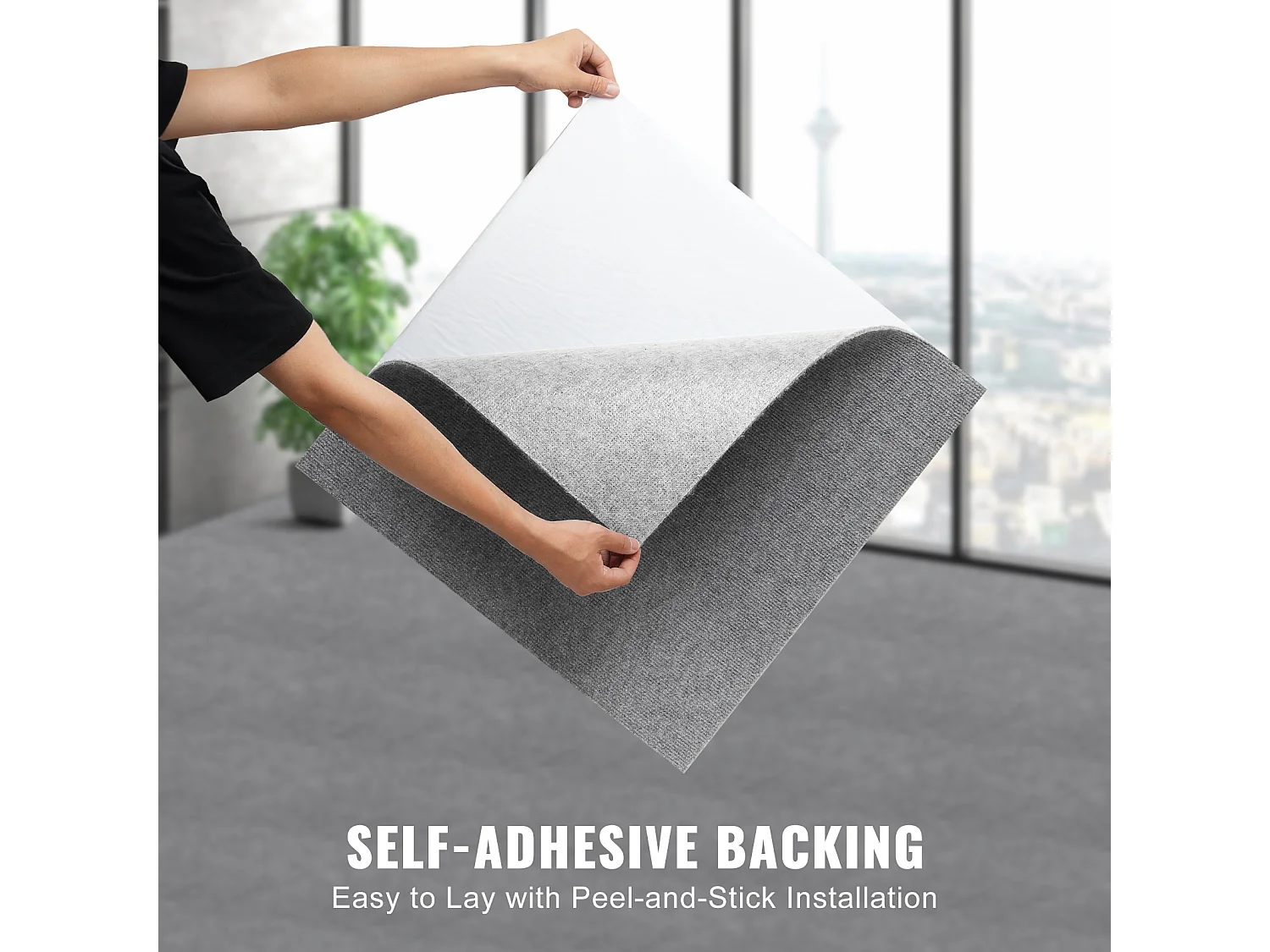 Tapis SucceBuy Dalles de Moquette Réutilisables 60.96CMx60.96CM - Gris Clair, Faciles à Installer Soi-Même pour Chambre à Coucher