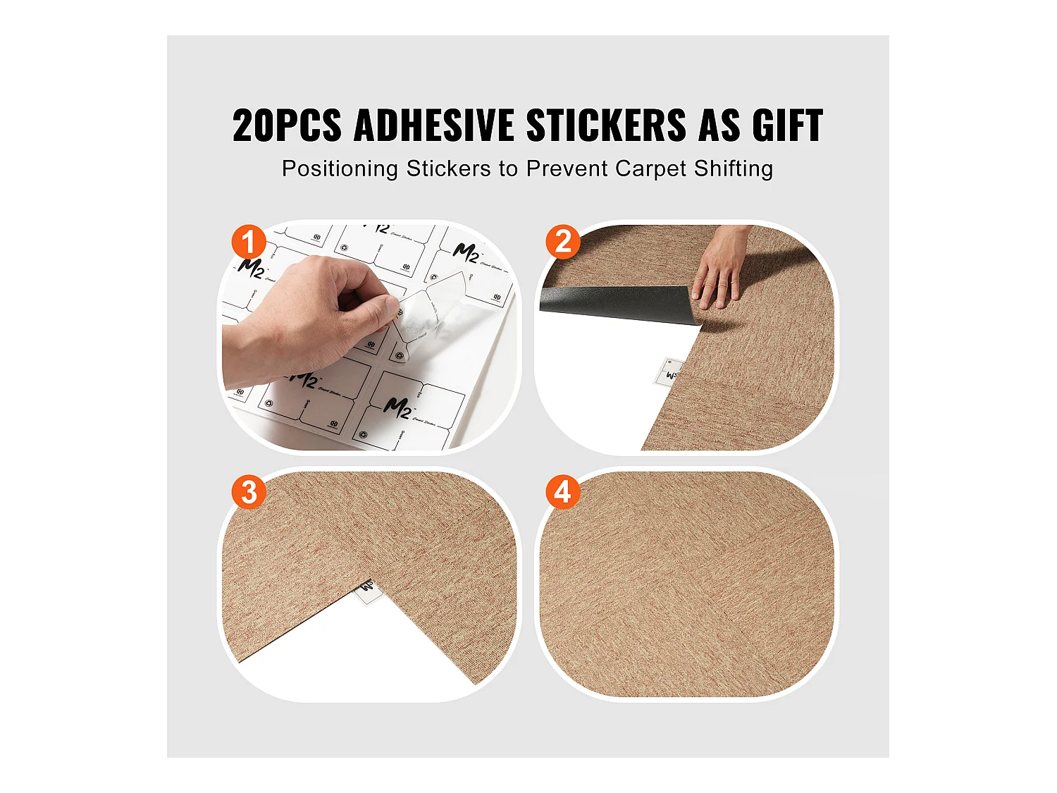 Tapis SucceBuy Dalles de Moquette Réutilisables 50.8 x 50.8 cm, Rembourrées, Souples, avec Rembourrage, Marron Foncé