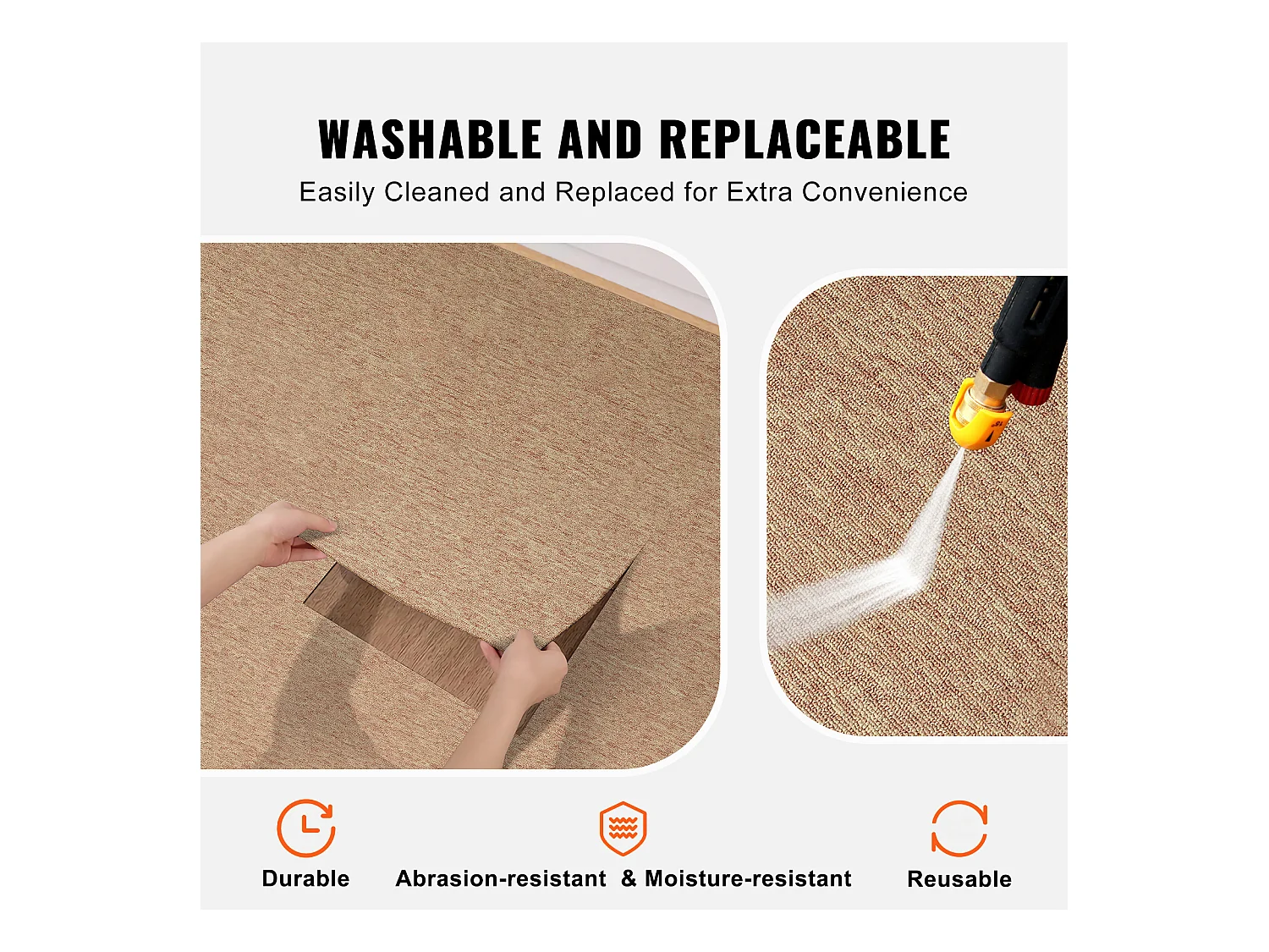 Tapis SucceBuy Dalles de Moquette Réutilisables 50.8 x 50.8 cm, Rembourrées, Souples, avec Rembourrage, Marron Foncé