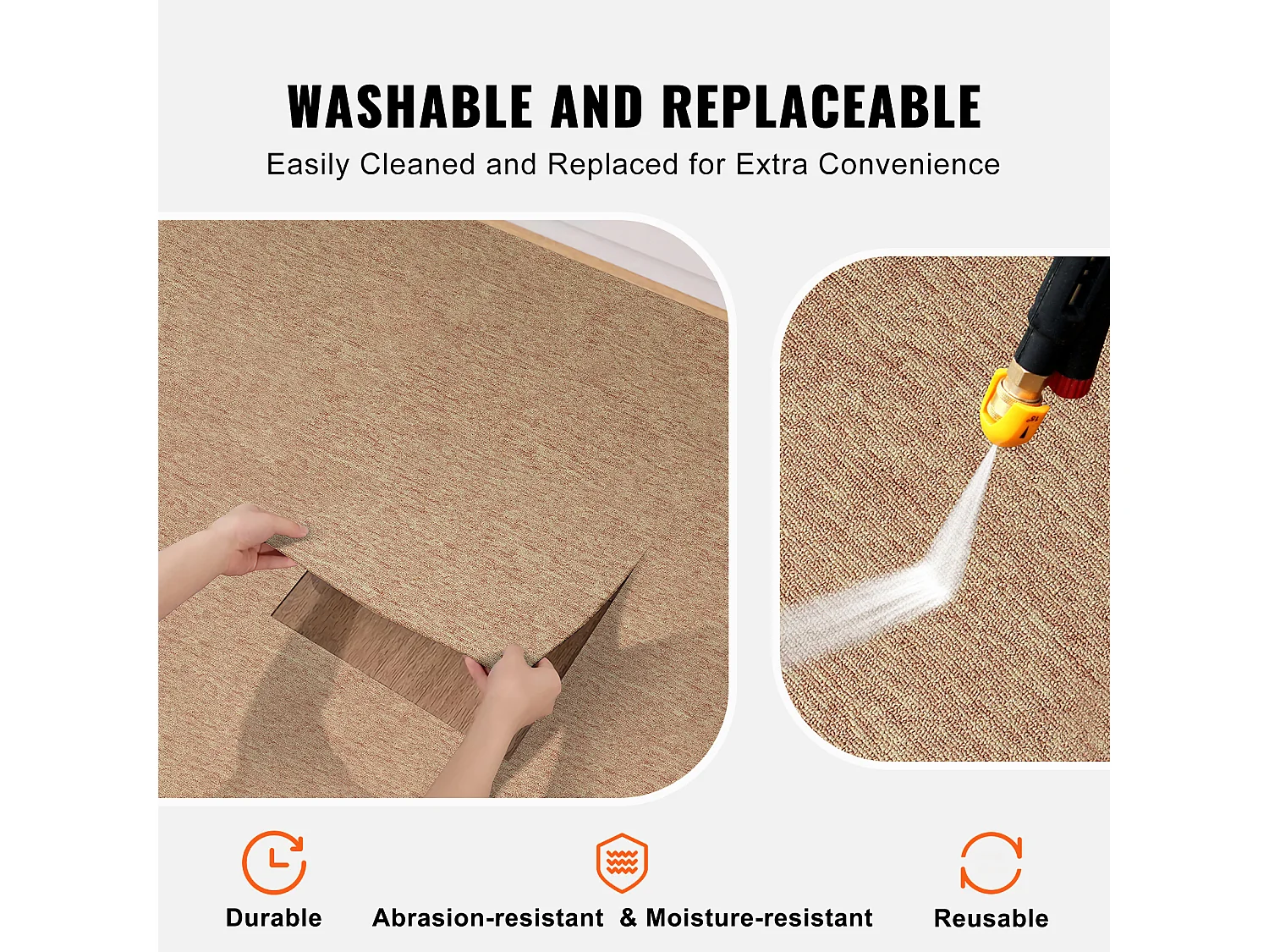 Tapis SucceBuy Dalles de Moquette Réutilisables 50.8 x 50.8 cm, Rembourrées, Souples, avec Rembourrage, Marron Foncé