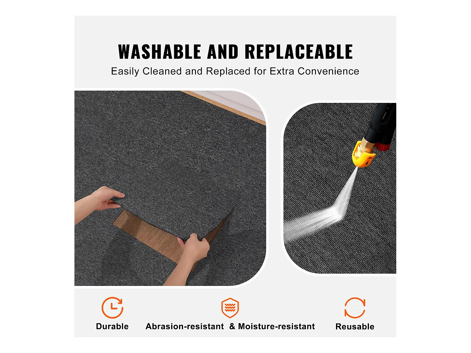 Tapis SucceBuy Dalles de Moquette Réutilisables 20 Pièces 50.8CMx50.8CM Carrés avec Rembourrage Attaché DIY - Gris Foncé