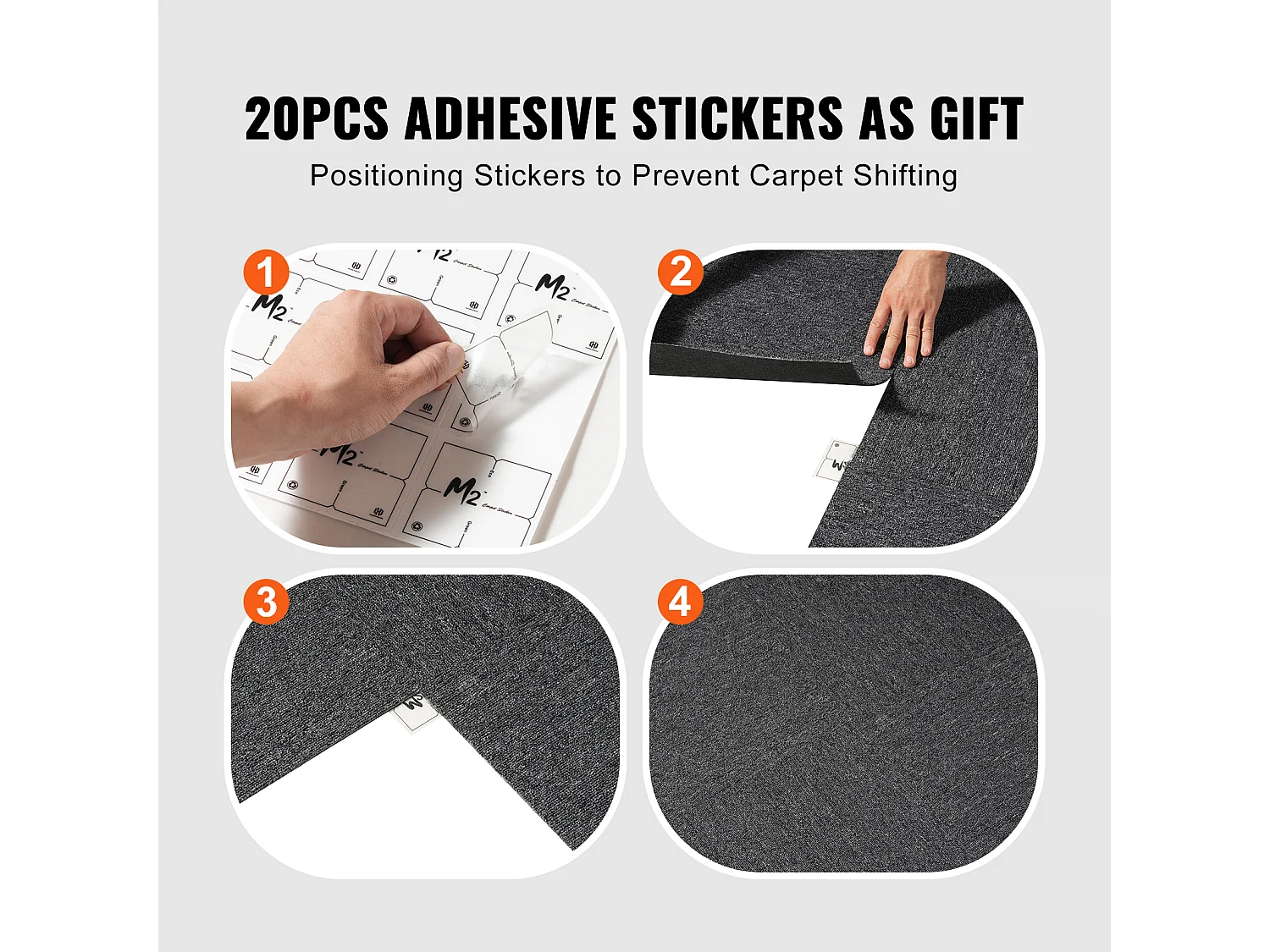 Tapis SucceBuy Dalles de Moquette Réutilisables 20 Pièces 50.8CMx50.8CM Carrés avec Rembourrage Attaché DIY - Gris Foncé