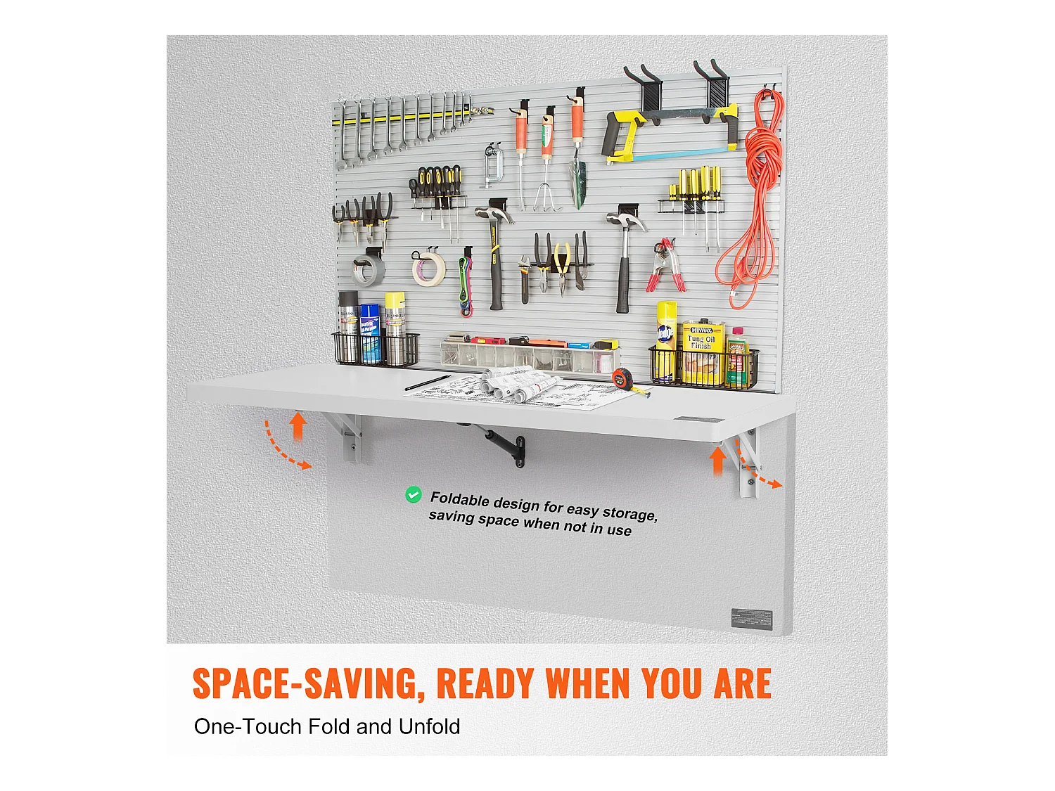 Table pliante murale SucceBuy 90cm x 50cm, Bureau pour Ordinateur Portable, Bureau à Domicile, Blanc