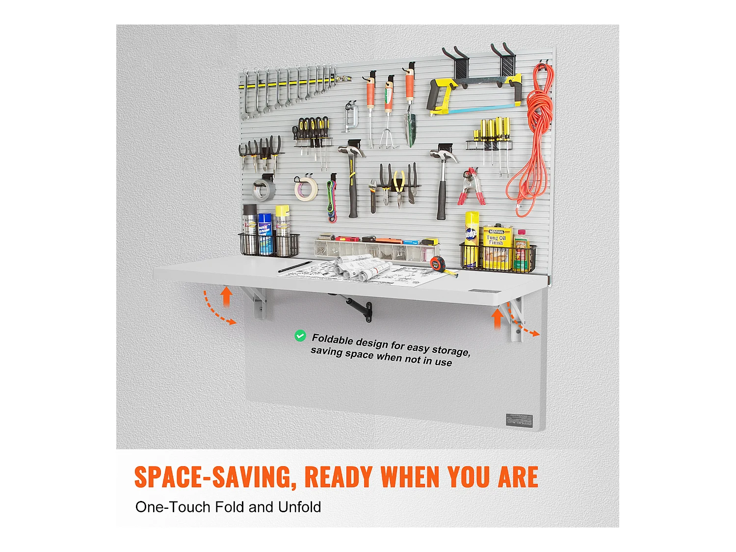 Table pliante murale SucceBuy 80x40cm, Bureau flottant pour Ordinateur portable, Bureau à domicile, Blanc