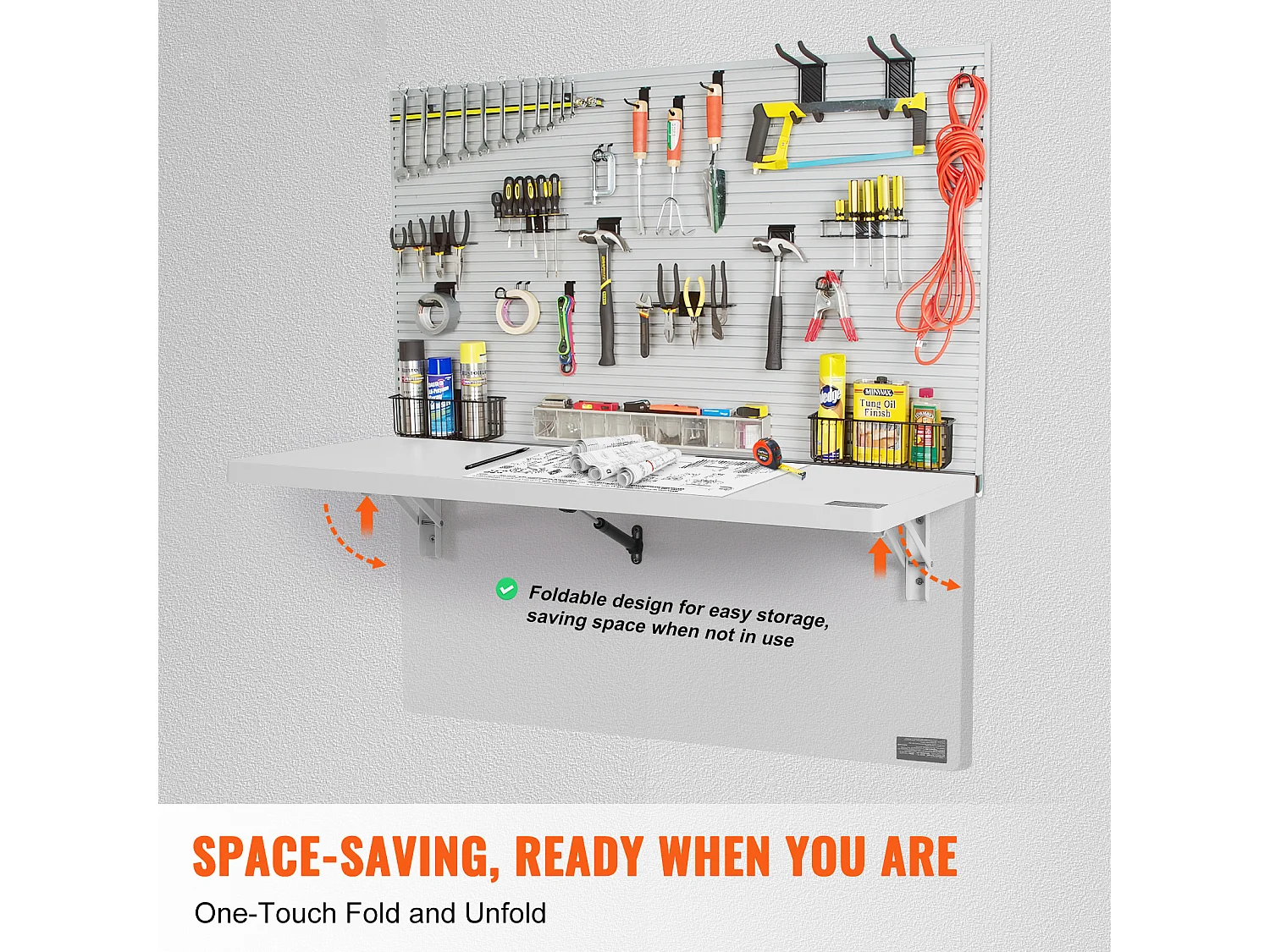 Table pliante murale SucceBuy 80x40cm, Bureau flottant pour Ordinateur portable, Bureau à domicile, Blanc