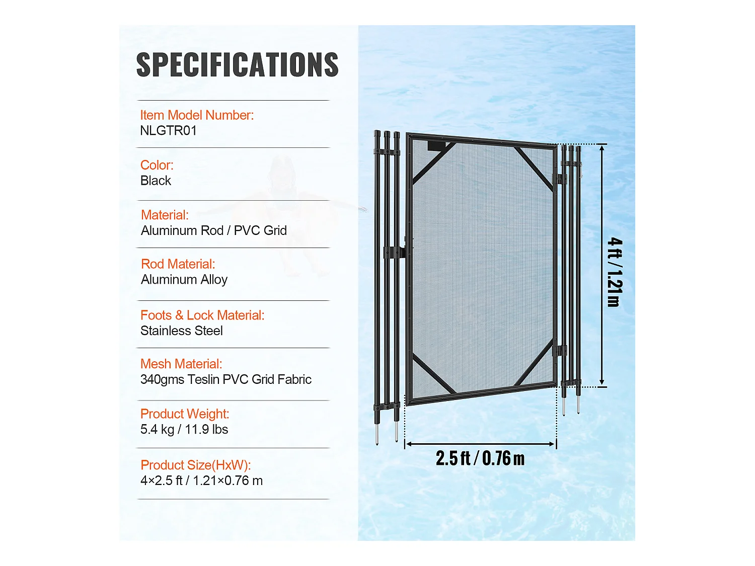 Barreira de piscina amovível SucceBuy 122 x 76,2 cm para segurança infantil