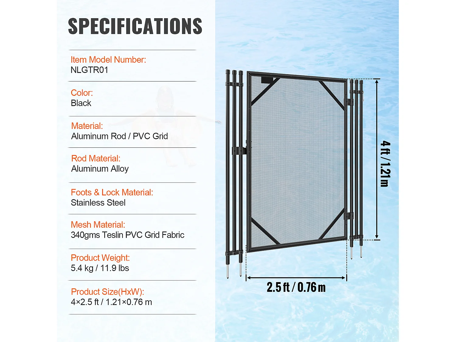 Barrière de Piscine SucceBuy 122 x 76.2cm Amovible pour la Sécurité des Enfants