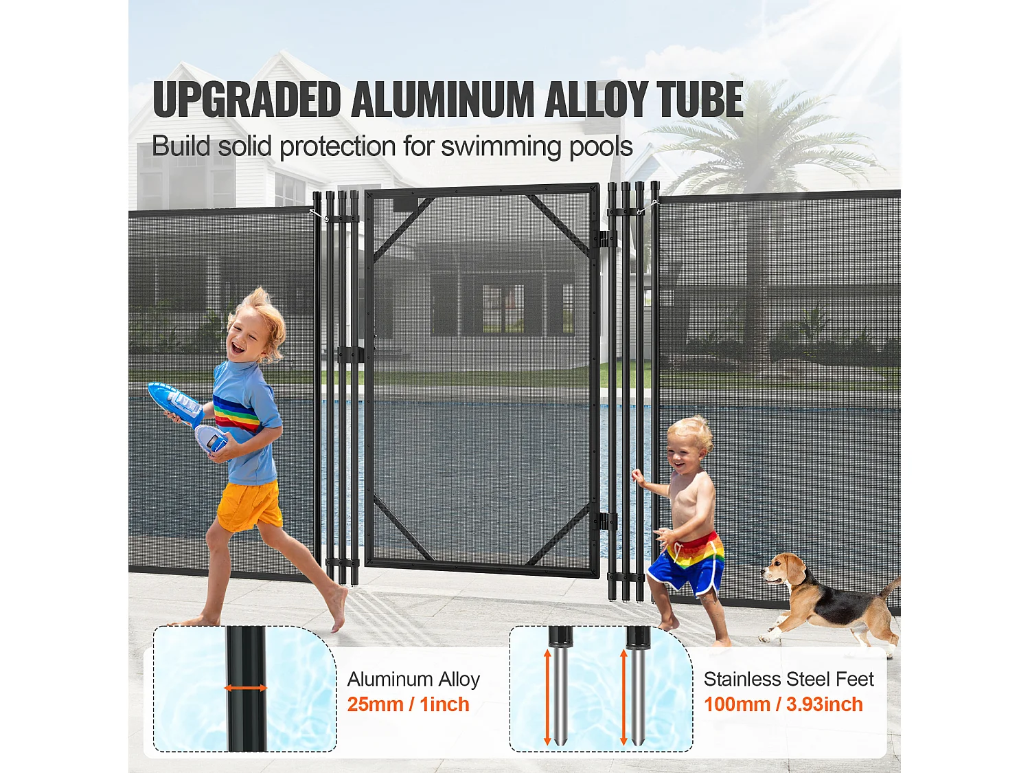 Barrière de Piscine SucceBuy 122 x 76.2cm Amovible pour la Sécurité des Enfants