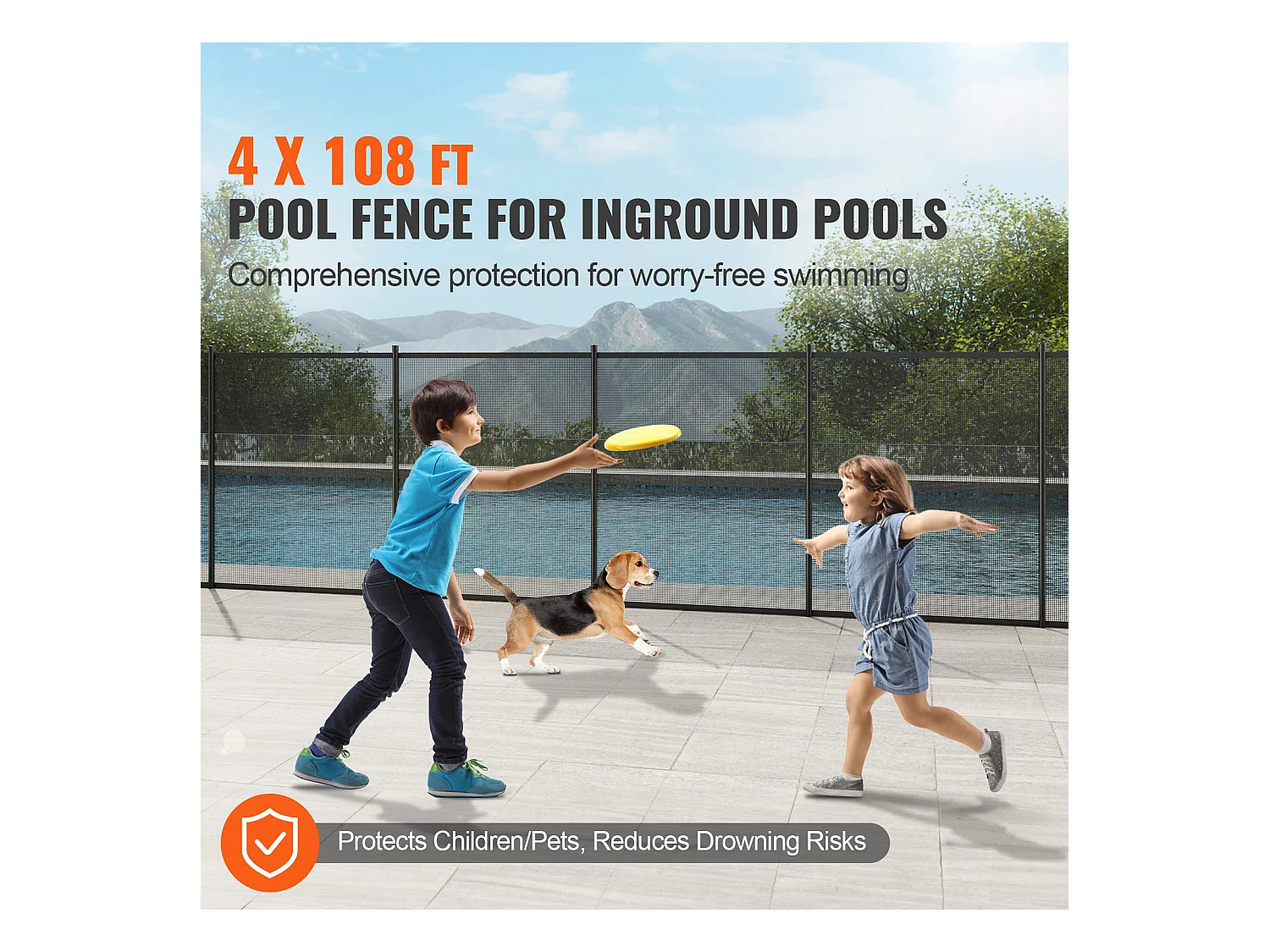 Barrière de Piscine SucceBuy Clôture de Piscine Amovible 122 x 3291.8cm pour Piscines Creusées, Extérieur