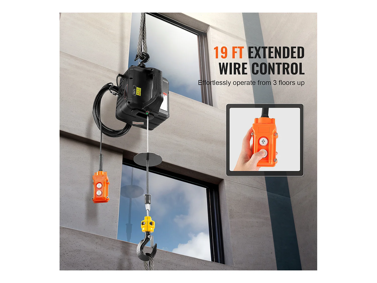 Treuil Électrique, SucceBuy Palan Électrique Portatif 2 en 1, 1 100 lb, Télécommande Filaire