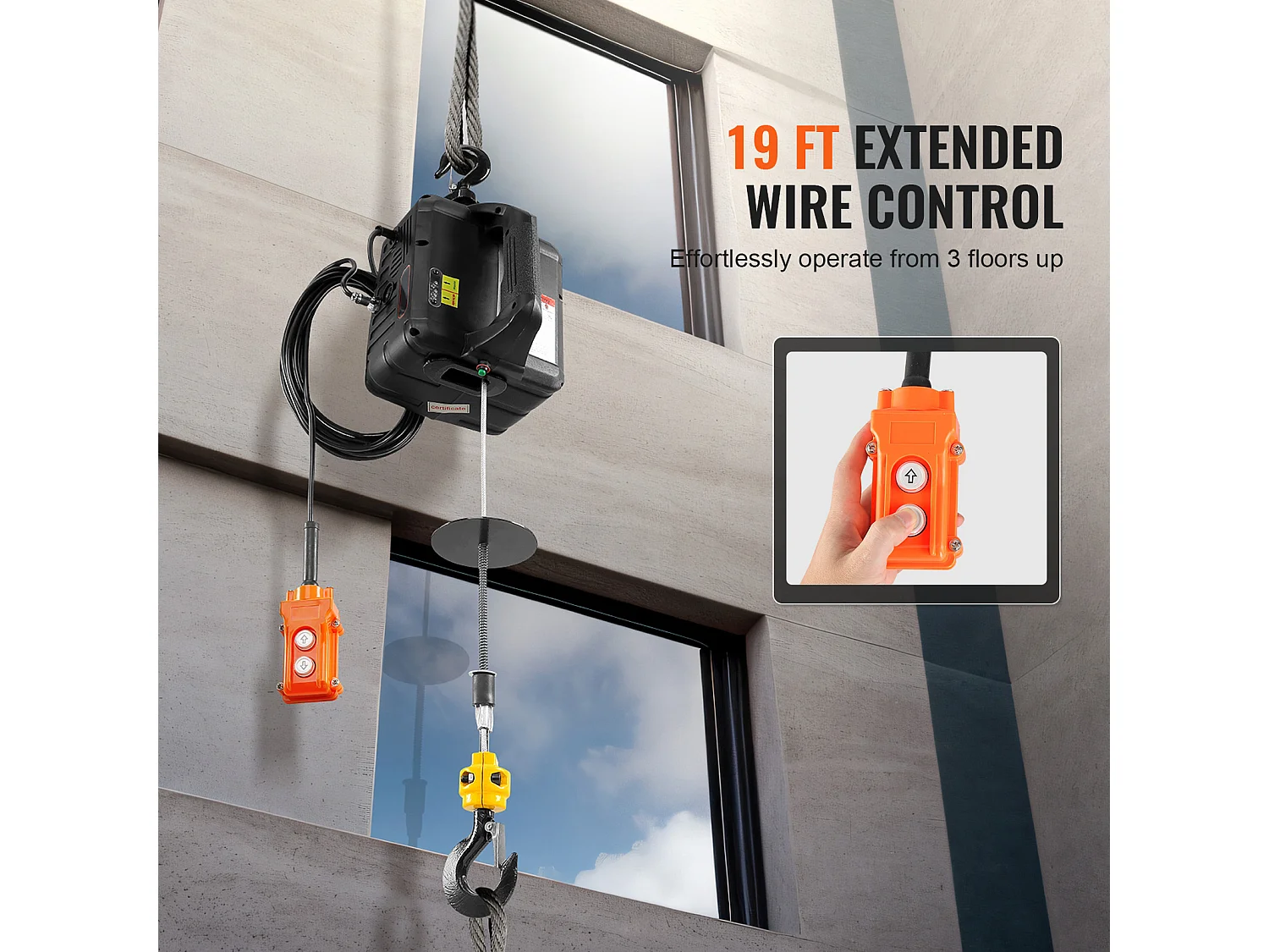 Treuil Électrique, SucceBuy Palan Électrique Portatif 2 en 1, 1 100 lb, Télécommande Filaire