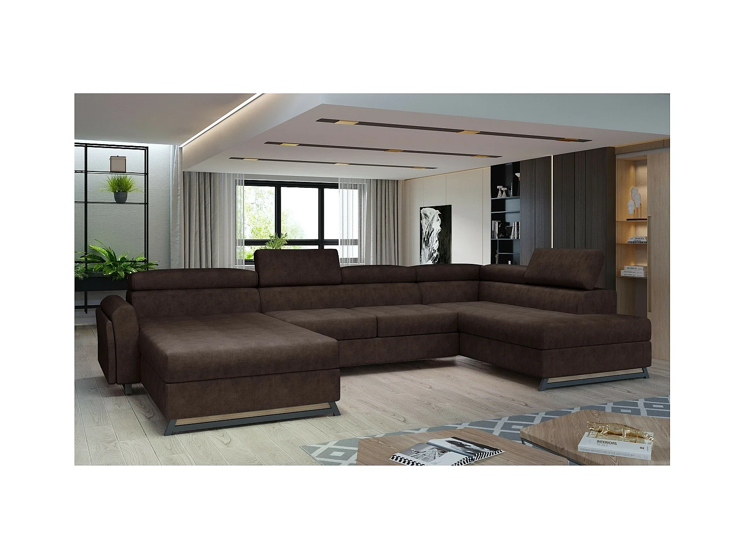 Canapé Corner Silvy UR/revêtement tissu/Marron