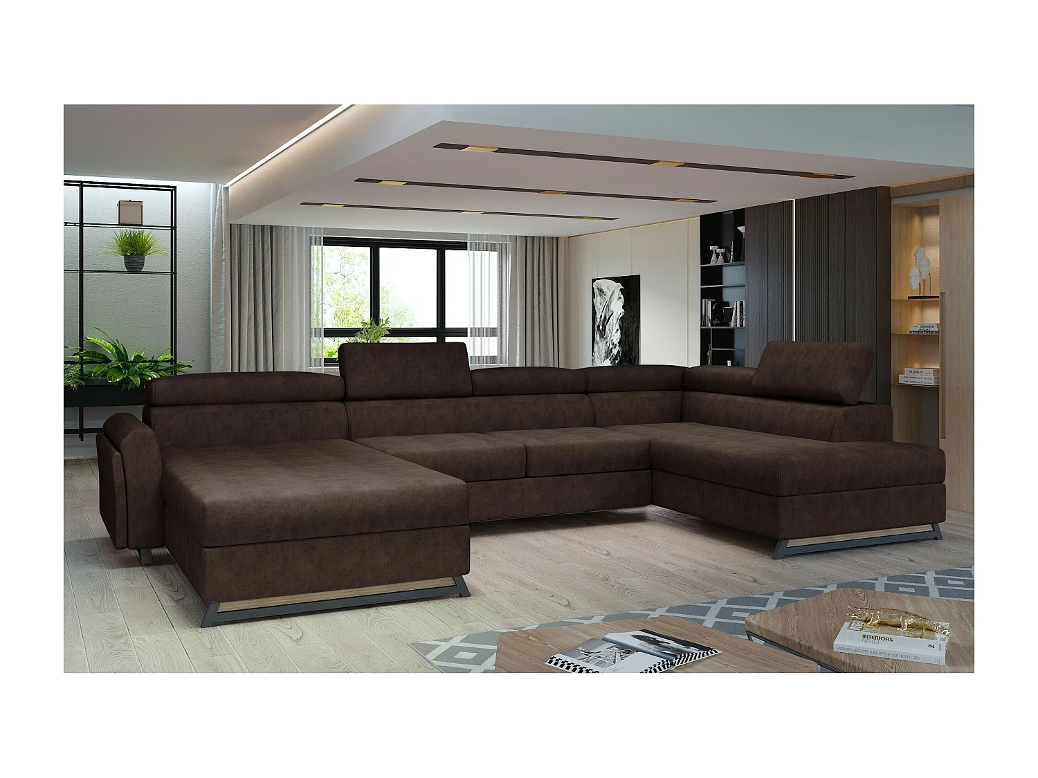 Ecksofa Silvy UR/Stoffbezug/Braun