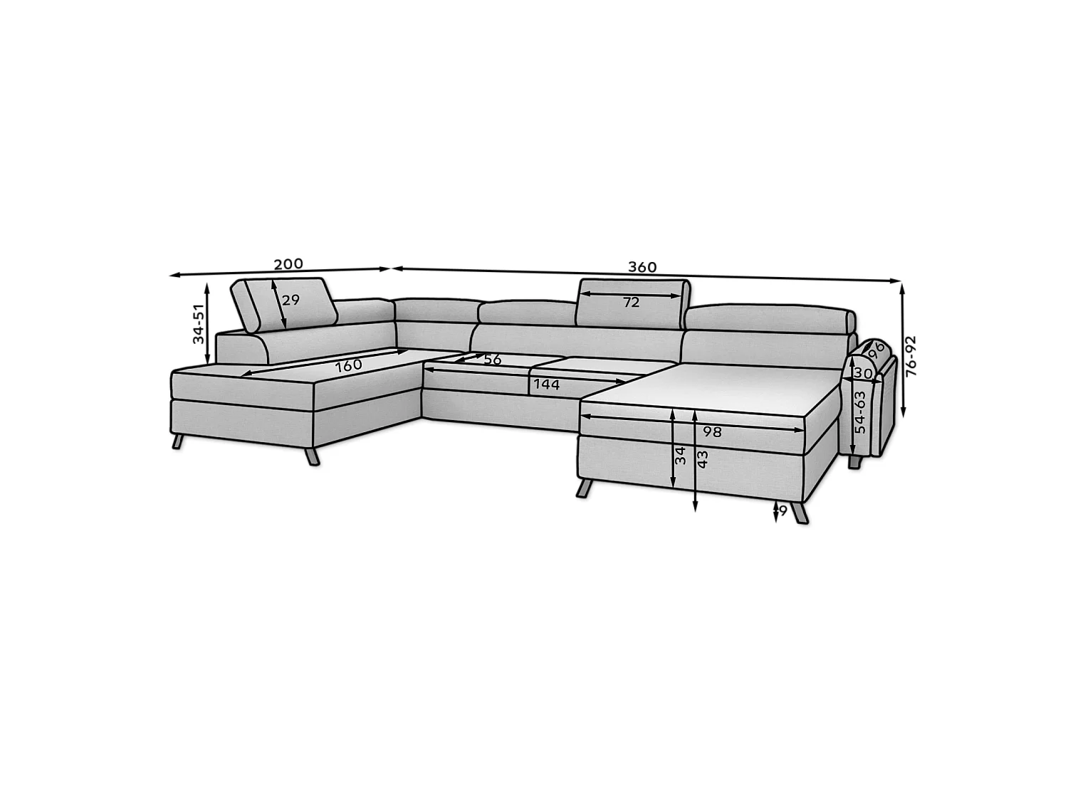 Ecksofa Silvy UR/Stoffbezug/Braun