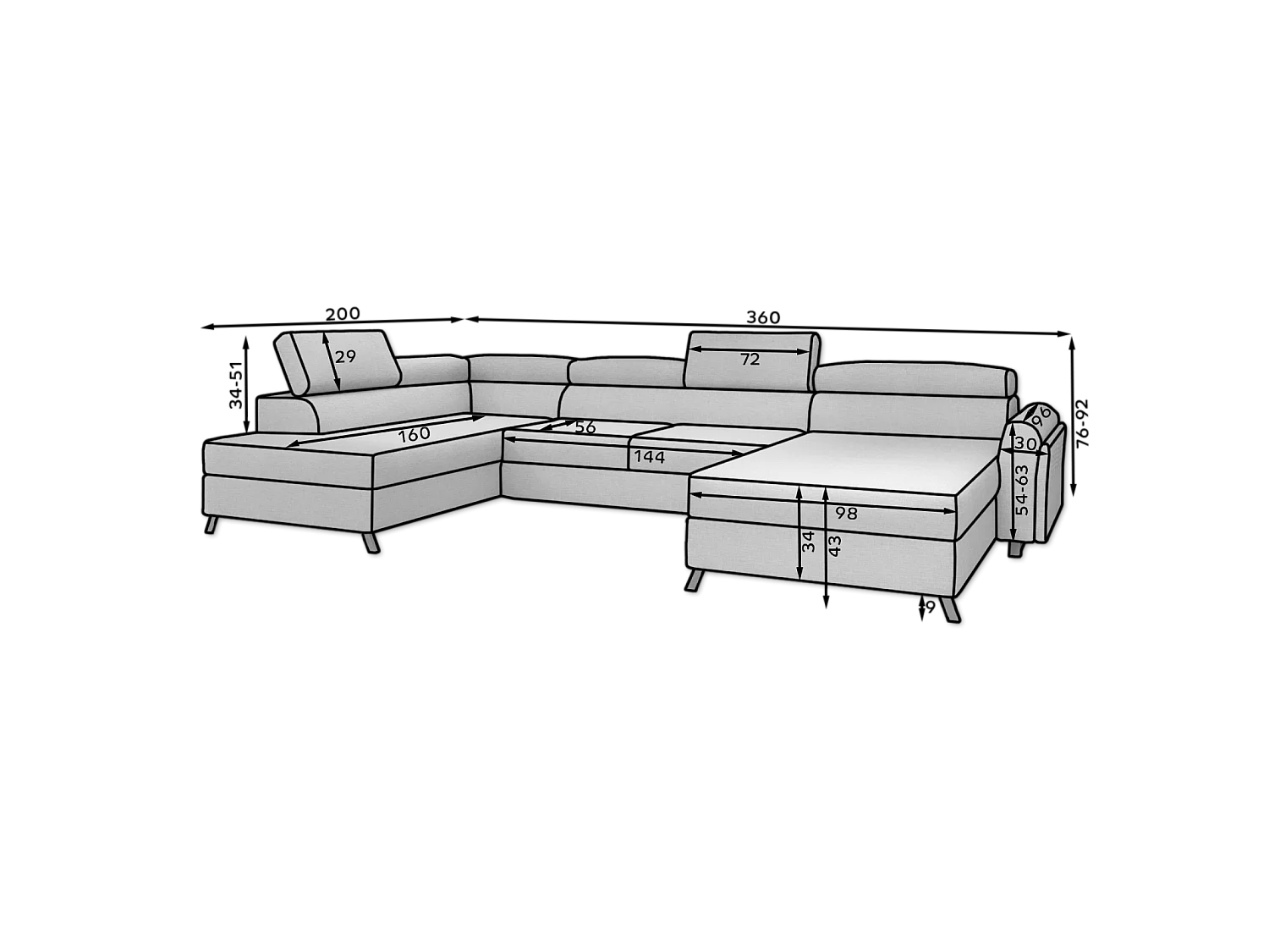 Ecksofa Silvy UR/Stoffbezug/Braun