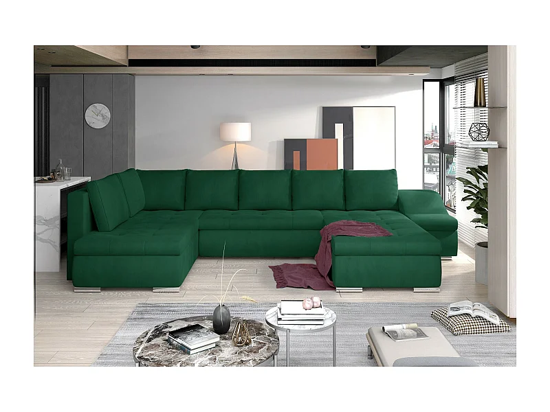 Divano d'angolo Marango UR/rivestimento in tessut/Verde