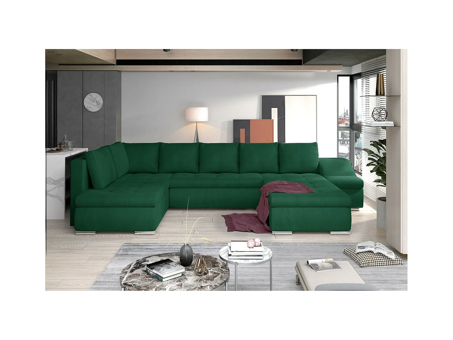 Ecksofa Marango UR/Stoffbezug/Grün