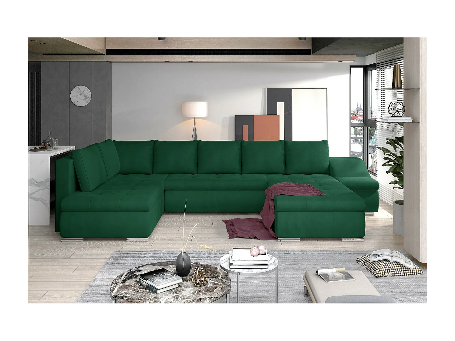 Canapé Corner Marango UR/revêtement tissu/Vert