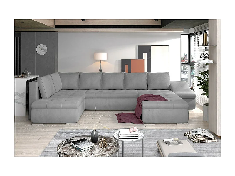 Divano d'angolo Marango UR/rivestimento in tessut/Grigio