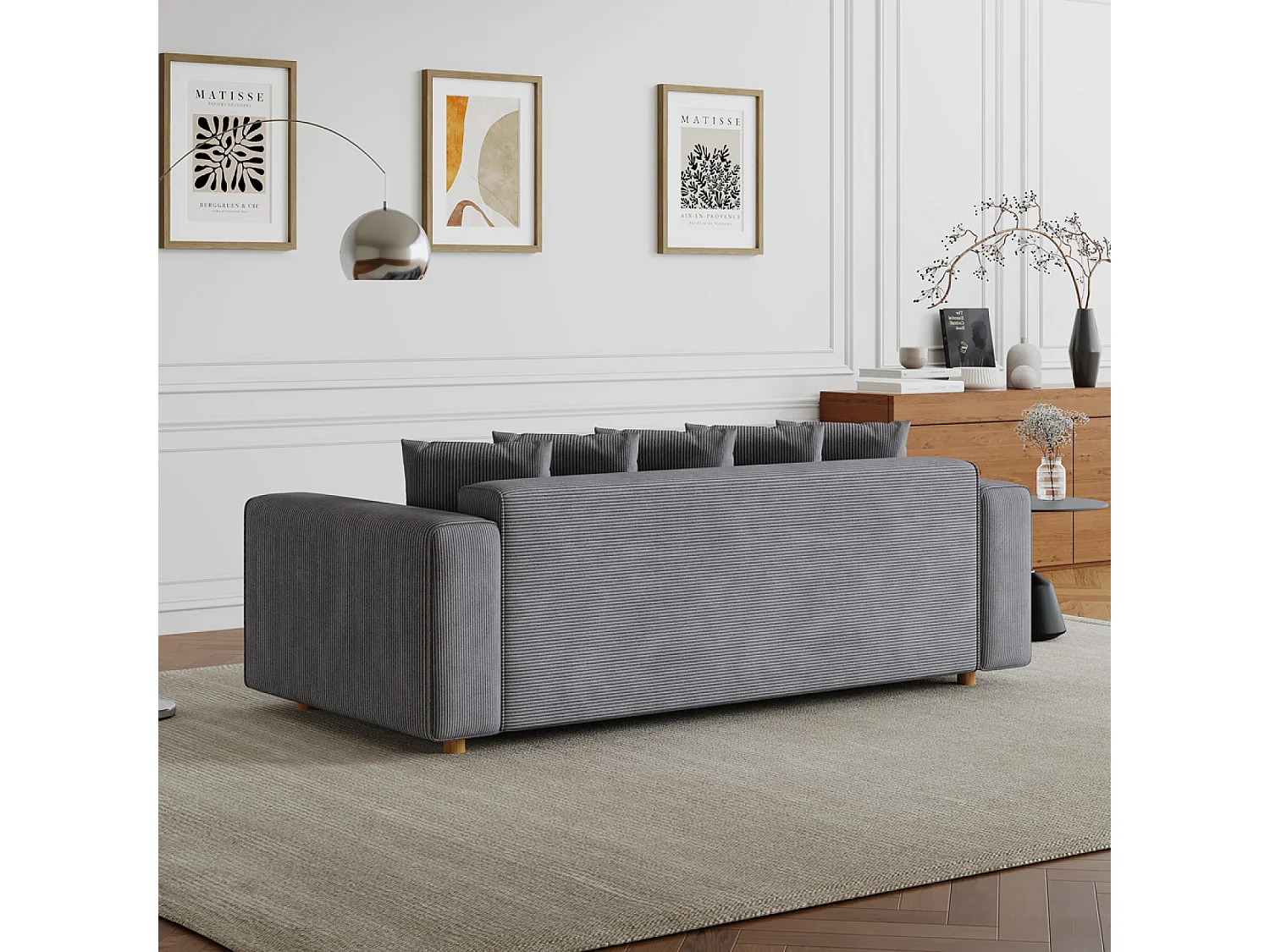 Sofá Cama Convertible de 3 Plazas de Terciopelo Gris - Estilo Contemporáneo Confortable y Práctico