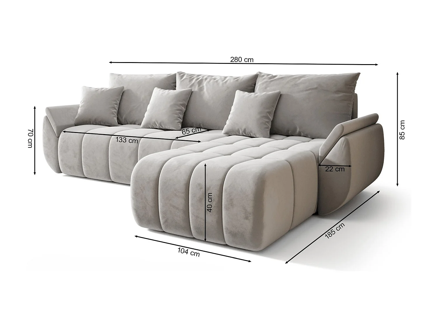 Ecksofa mit Schlaffunktion - Stauraum - Samtbezug - links - Crem - ROMULDI