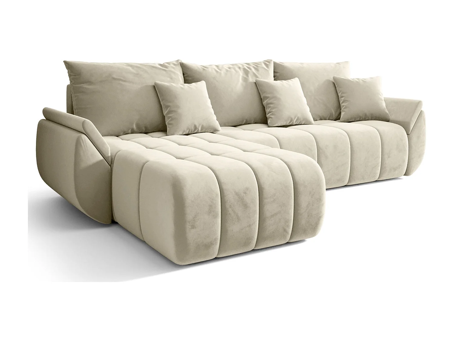 Ecksofa mit Schlaffunktion - Stauraum - Samtbezug - links - Crem - ROMULDI