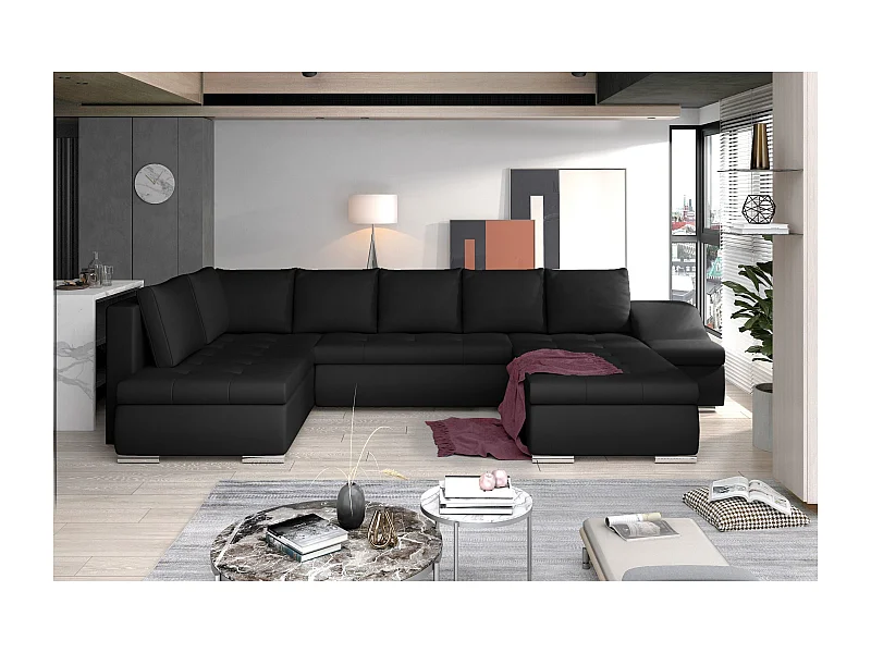 Ecksofa Marango UR/Stoffbezug/Schwarz