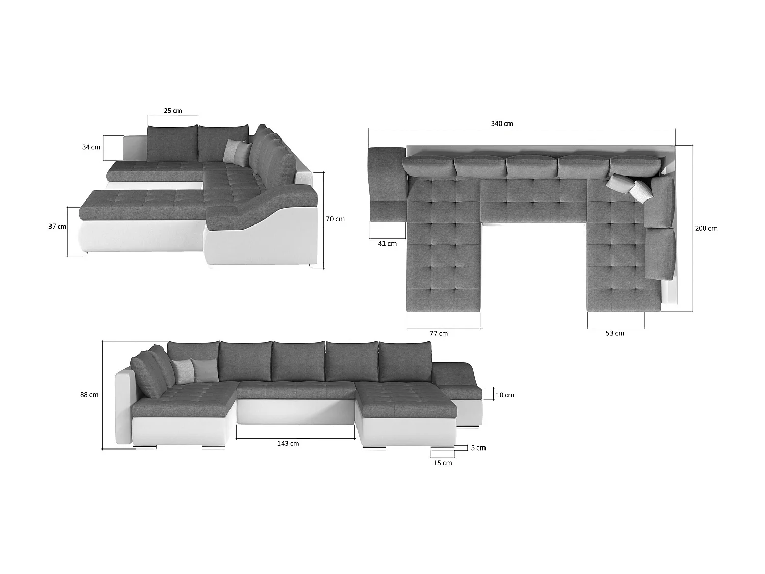 Ecksofa Marango UL/Stoffbezug/Grün
