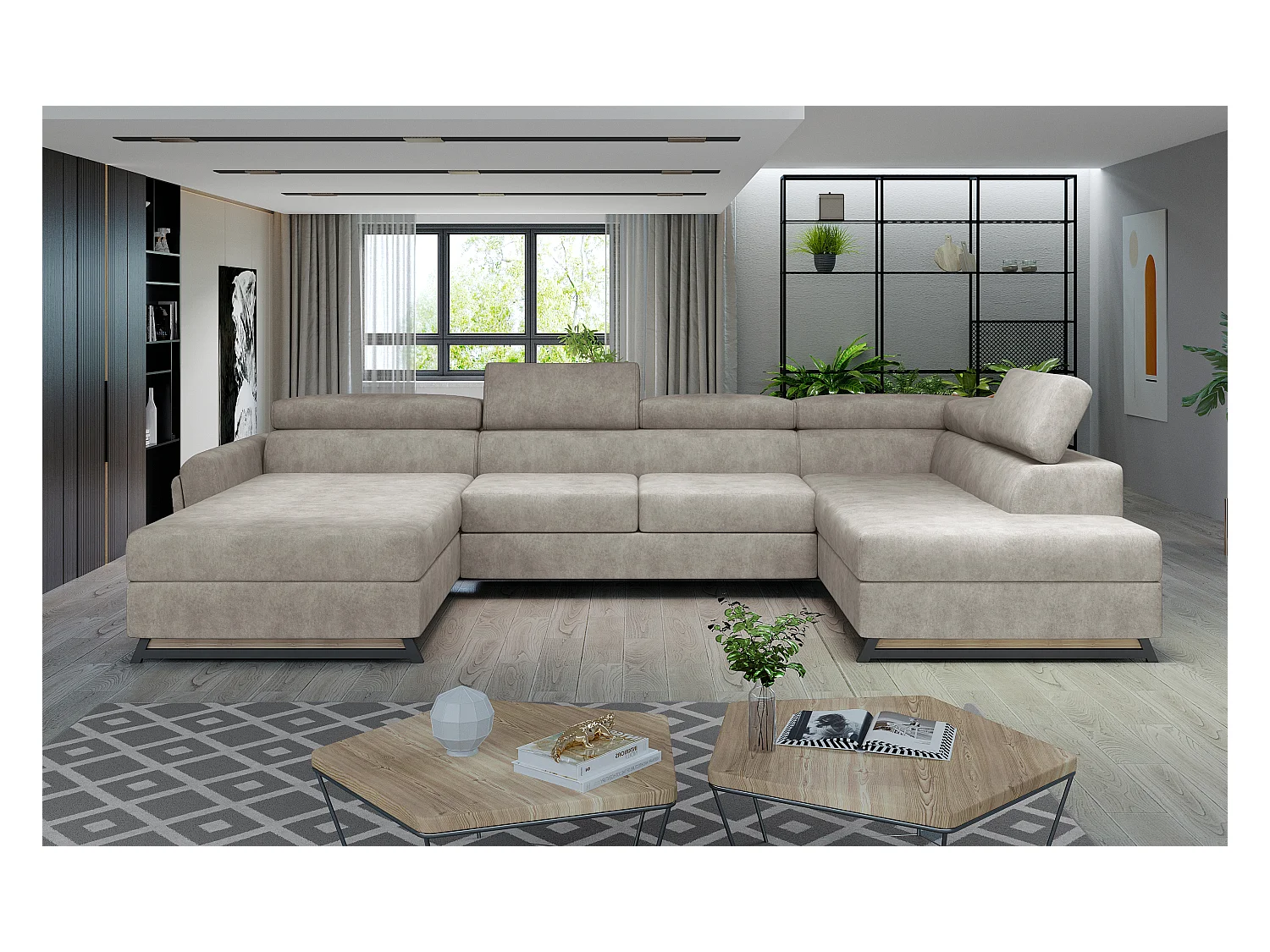 Ecksofa Silvy UR/Stoffbezug/Beige