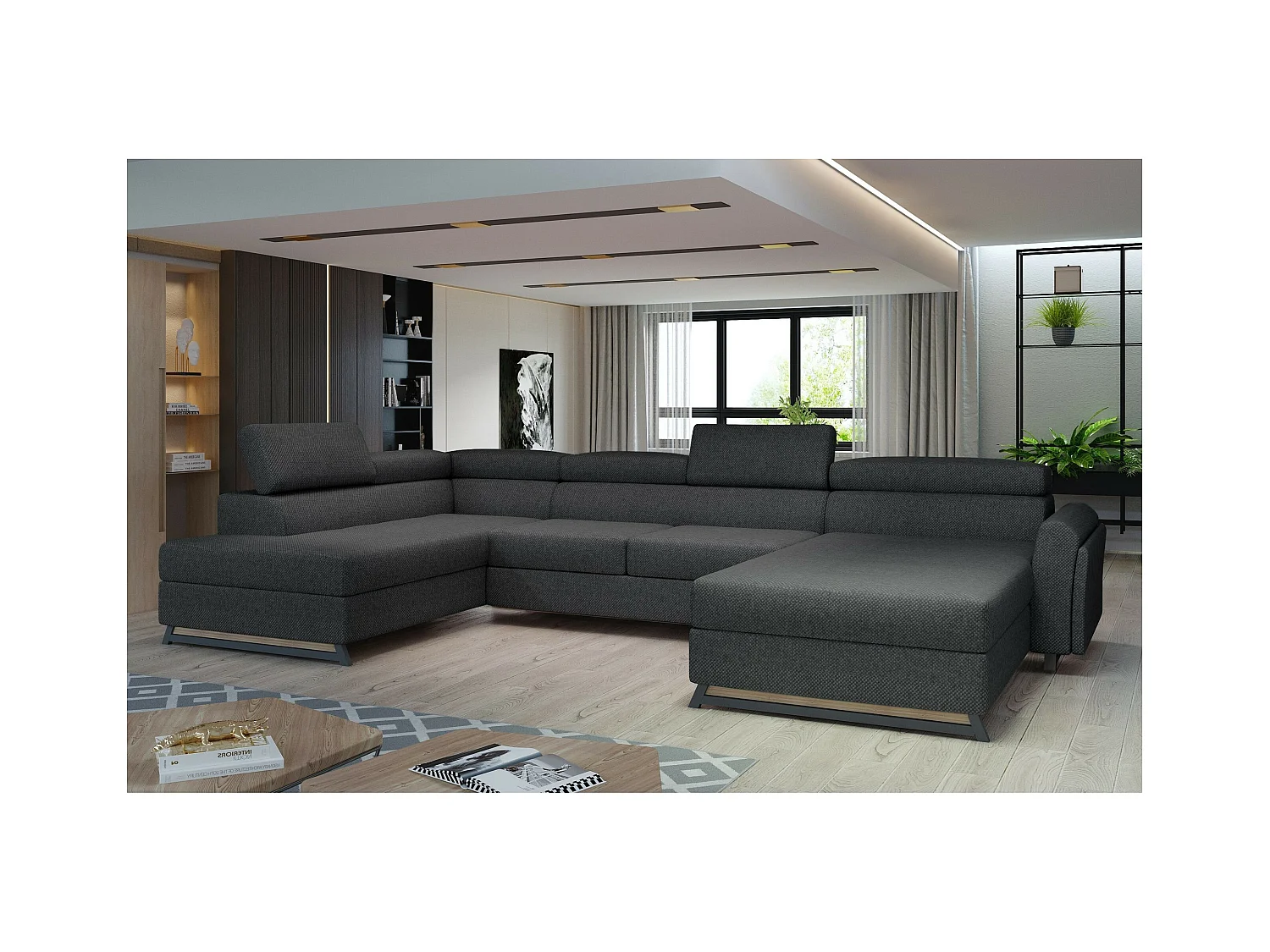 Ecksofa Silvy UL/Stoffbezug/Anthrazit