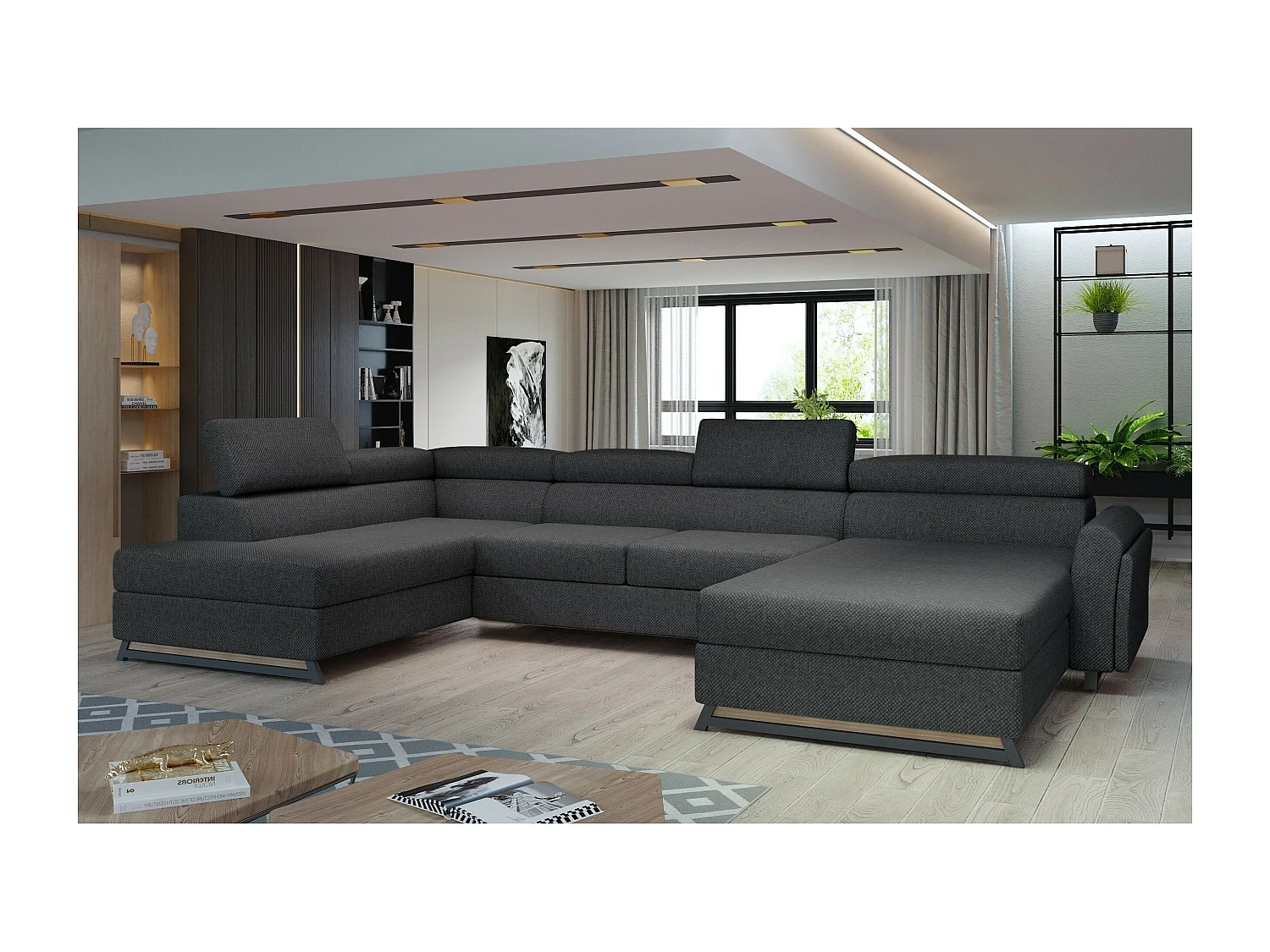 Ecksofa Silvy UL/Stoffbezug/Anthrazit