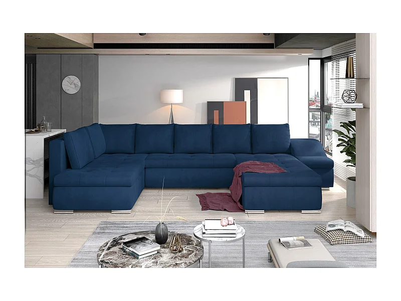 Canapé Corner Marango UR/revêtement tissu/Bleu